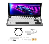 Plyisty Clavier de Jeu Mécanique, écran Tactile Pliable de 12,3 Pouces 90 °, Clavier Compact Compact 68 Touches RVB RVB, Fiche USB et Lecture pour W, OS X, Android (Prise UE)