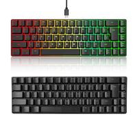 Plyisty Clavier de Jeu Mécanique, Rétroéclairage RVB, 68 Touches, Clavier de Bureau Filaire avec Câble de clé Amovible et Connecteur USB vers Type C, pour Win 7, WIN10, Win8 (Black)
