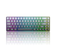 Plyisty Clavier de Jeu Mécanique RVB V200 avec 68 Clavier de clé, câblé + 2,4g + BT 5.0, Gradient de Touchés ABS, Batterie de 2000mAh, Rétro-éclairément, Conception Ergonomique