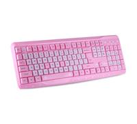 Plyisty Clavier Ergonomique Ultra-Mince Rose/Noir/Violet - USB Filaire pour Jeu et Bureau - Compatible avec Ordinateur de Bureau PC Portable - Design de Dessin Animé Mignon (Rose)