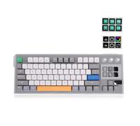 Plyisty Clavier Mécanique Filaire USB, Clavier Gaming 80% avec 6 Boutons LCD, 3 Molettes, Commutateurs Linéaires Rouges, Remplacement À Chaud, Structure À Joints D'étanchéité, RGB