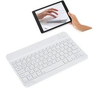 Plyisty Clavier sans Fil Bluetooth, Mini-Clavier USB Blanc Portable Ultra-Mince de 10 ", Langue Arabe/Espagnol/Russe, Compatible avec Android/OS X/Windows(10" Arabic)