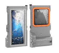 Plyisty Coque de Téléphone étanche IP68, Test de Pression sous-Marine de 15 M/50 Pieds, Conception Scellée Professionnelle pour la Plongée sous-Marine, la Natation avec Tuba, avec (Gris Orange)