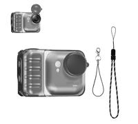 Plyisty Coque en TPU pour Go Ultra, Housse de Protection Antichoc avec Capuchon D'objectif, Boîtier Souple Anti-Rayures avec Lanière, Accessoires de Peau Transparente Non Jaunissante (Noir givré)