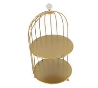 Plyisty Cosmetic Bird Can Shelf, Multifonctional Bird Cage Afficher Cosmetic Affiche Rack Gold en Fer Durable pour Le Bureau (Doubles Couches)