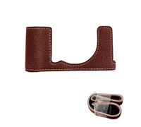 Plyisty Demi-étui Rétro en Cuir PU pour X E5, Housse de Protection pour Appareil Photo avec Ouverture de Batterie et Bandoulière, Sac à Poignée Vintage avec Fond fileté pour Trépied (Brown)