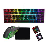 Plyisty Ensemble Clavier et Souris de Jeu RVB, Design Ergonomique, Sensation Mécanique, Rétroéclairage Personnalisable avec Tapis de Souris, pour PC Portable, Jeu et Travail (Ensemble Noir)