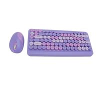 Plyisty Ensemble Clavier et Souris sans Fil, Touches Rondes rétro, Clavier Compact sans Fil 2,4 GHz, Souris réglable 1600 DPI, pour Ordinateur, Ordinateur Portable (Violet fumé)