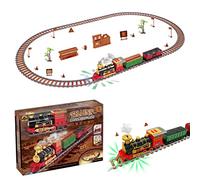 Plyisty Ensemble de Train de Noël de Luxe, Matériaux Sûrs et Durables, Facile à Assembler, Cadeau Parfait pour Les Enfants, Ensemble de Jouets de Voiture électrique pour la Décoration de la Maison,