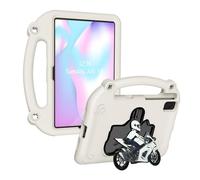 Plyisty Étui EVA Résistant aux Chocs pour Enfants, Style Moto, pour Tab S6/S5e/A7/S6 Lite, M10 Plus K10, MatePad 10.4, Housse de Protection Légère et Lavable avec Support intégré (Beige)