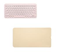 Plyisty Housse de Clavier en Cuir PU pour K380, Housse de Clavier étanche et Résistante à l'usure, étui de Clavier Portable Léger, pour Voyage/Sortie/étudiants/Bureau(Abricot Clair)