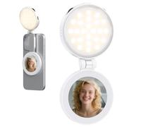 Plyisty Lumière de Selfie Magnétique, 48 Lampe de Remplissage de Téléphone à LED avec Miroir, 3 Modes de Couleur et 3 Niveaux de luminosité, Retournement de 180 °, Rotation à 360 ° pour (White)