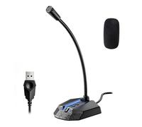 Plyisty Microphone USB Plug and Play pour Ordinateur, Câble Long de 2,2 M | Captation Omnidirectionnelle, Réduction de Bruit ECN, Col de Cygne Flexible, éclairage, pour Chat en Ligne, Jeu, Streaming