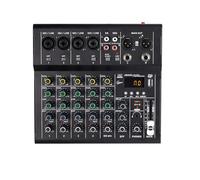 Plyisty Mini Console de Mixage Sonore 6 Canaux avec Lecteur MP3 BT pour Enregistrement en Studio, Diffusion en Direct, karaoké, Table de Mixage Portable pour événements Musicaux en Métal (BLACK)