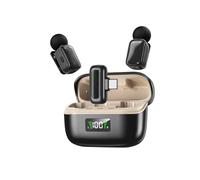 Plyisty Mini Microphone Cravate sans Fil, Réduction du Bruit AI, Changeur de Voix AI, Micro à Revers avec étui de Chargement, Plug and Play pour Entretien, Enregistrement Vidéo, Vlogging (Abricot