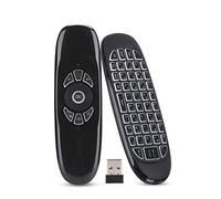 Plyisty Mini Télécommande Air Mouse Portable, Télécommande Smart TV 2.4Ghz avec Clavier sans Fil, avec Détection de Mouvement, Rétroéclairage Coloré, pour Boîtier TV, PC, Projecteur