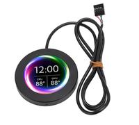 Plyisty Moniteur de Température D'ordinateur AIO 2,1 Pouces, Kit de Mise à Niveau de L'écran LCD du Refroidisseur de Processeur pour Systèmes de Refroidissement par Eau, Panneau de (Black)
