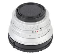 Plyisty Objectif D'Appareil Photo Manuel 25 Mm F1.7, Objectif de Mise au Point Manuelle à Grande Ouverture avec Capuchon Avant, pour Appareil Photo sans Miroir G1 G3 G5 G6 G7 M4 3 (Silver)