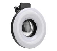 Plyisty Objectif Macro 15X pour Les Smartphones, Anneau Lumineux LED avec Clip, Rechargeable par USB, Objectif de Téléphone pour la Photographie, Enregistrement Vidéo (Black)