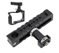 Plyisty Poignée Supérieure en Cage en Alliage en Alliage en Aluminium avec Rail de Glissière Mobile, Ports à Vis 1/4 "et 3/8", Poignée Ergonomique à Chaussure Froide pour la Plate-Forme