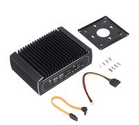 Plyisty Power Industrial PC 4G Storage 64G Mémoire sans Ventilateur Mini Ordinateur de Bureau Large Compatibilité pour 11 pour [Home Entertainment] Excellent Alliage d'aluminium Noir (Prise UE)