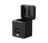 Plyisty PS-GP13 Battre de Chargeur de Batterie de Caméra avec écran OLED, 3 Caisses de Charge USB à Emplacements avec 2 Emplacements pour Cartes SD/TF 3 Canaux Charge de Chargement de