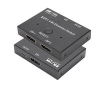 Plyisty Répartiteur de Commutation Bidirectionnel DisplayPort 1.4, Commutateur DisplayPort 16K 60 Hz/8K 120 Hz/8K 60 /4K 32 Gbit/s, Compatible avec PC, Ordinateur Portable, Moniteur,