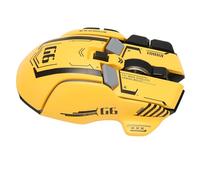 Plyisty Souris de Jeu sans Fil, 10 Touches Macro Programmables, Connexion 3 Modes 2,4 G, Filaire, BT, 5 DPI RÉGLLables, 11 Lumières RVB, Silencieuse et Ergonomique. (Yellow)