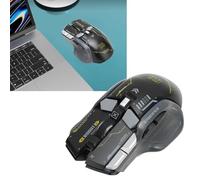 Plyisty Souris de Jeu sans Fil, 10 Touches Macro Programmables, Connexion 3 Modes 2,4 G, Filaire, BT, 5 DPI RÉGLLables, 11 Lumières RVB, Silencieuse et Ergonomique. (Black)