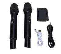 Plyisty Système de Microphone sans Fil, Double Microphone karaoké UHF True Diversity avec Récepteur Rechargeable, pour Chanter karaoké Discours Mariage DJ
