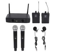 Plyisty Système De Microphones sans Fil, Ensemble De 4 Microphones sans Fil UHF Comprenant des Micros À Main Et des Micros-Cravates, pour Le Chant, Le Karaoké, L'église, Conférences (Prise UE)