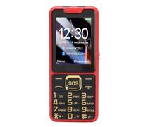 Plyisty Téléphone Mobile Senior Super Slim avec Technologie D'adhésion Avancée, Annonces Vocales, Touche SOS, écran HD de 2,6 Pouces, Lampe de Poche, Double Sim (Rouge)