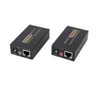 Plyisty VGA Extender 328ft HD Plug and Play Émetteur et Récepteur HDB15 F RJ45 Sound DC3.5 Interface, Prise en Charge des Résolutions Vidéo jusqu'à 1920x1440 à 60Hz (Prise UE)