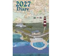 Plymouth Hoe and Lido Devon 2027 diary daily planner journal - coastal nautical designs sewn onto old sea charts maps | Week to view