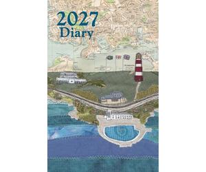 Plymouth Hoe and Lido Devon 2027 diary daily planner journal - coastal nautical designs sewn onto old sea charts maps | Week to view