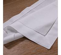 PLYMP Serviettes de Table Blanches 12 pièces 55% Lin 45% Coton Serviette de Table en Tissu à Ourlet échelle 18" x 18"