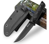 Plys Couteau de Survie D'ExtéRieur Full Tang, Lame 440c de 10,3 Cm, Manche en G10 Avec éTui Kydex, Adapté à La Chasse, au Camping, à La RandonnéE, Cadeau Pour Homme