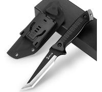 Plys Couteau de Survie Fixe D'ExtéRieur 10 Cm : Manche en G10 Avec éTui Kydex, Fabriqué D'Une Seule PièCe D'Acier 440c, RéSistant à La Corrosion, Adapté au Camping, à La RandonnéE, à L'Escalade