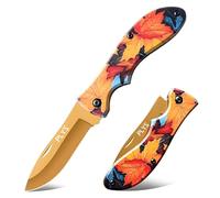 Plys Couteau pliant doré, couteau de poche pour randonnée en plein air, couteau de survie, couteau pliant Portable, motif feuille d'érable jaune