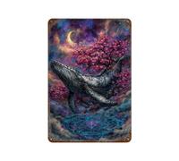 PLZWSUF Baleine dans un paysage céleste rêveur décoration murale art métal affiche moderne bar décorations 30 x 20 cm