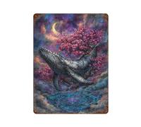 PLZWSUF Baleine dans un paysage céleste rêveur décoration murale art métal affiche moderne bar décorations 40 x 30 cm