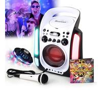 Enceinte Lecteur Party Karaoké Enfant LED USB Bluetooth Echo réglable - Microphone - CD Audio - 12H d'autonomie - Lumière OVNI