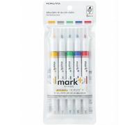 PM-MT200-5S2 Surligneur, marqueur de couleur bidirectionnel, Marktus, lot de 5 couleurs