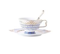 Pm2N4o6qRs Tasse à café Tasse à café en céramique de luxe légère 200ml, tasse thé fleurs Style anglais, ensemble soucoupes avec cuillère(Blue)