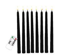 Pmandgk Lot de 6 bougies coniques d'Halloween à distance, couleur noire, fausses bougies piliers sans flamme, bougies à piles avec contenu