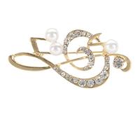 Pmandgk note de musique pour femme - Accessoire de robe - Or - Cristal - en strass - 5,6 cm x 3 cm, Alliage + strass + perle