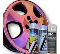 PMcolours Flip Flop Peinture, Multicolore Effet Caméléon BURGUNDY (bordeaux-or), Aérosol 400 ml + Base Noire et Vernis 2K (Set 3×400 ml, Total 1200 ml)