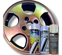 PMcolours Flip Flop Peinture, Multicolore Effet OLDTIME (bronze-vert), Aérosol 400 ml + Base Noire et Vernis 2K (Set 3×400 ml, Total 1200 ml)