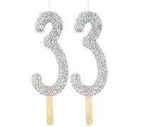 PME Bougie numérotée pailletée argent 3 (Lot de 2)