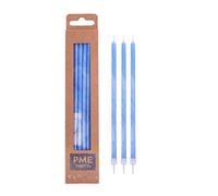 PME - Bougies Bleues Effet Marbre Avec Supports, 18 cm, Lot de 6